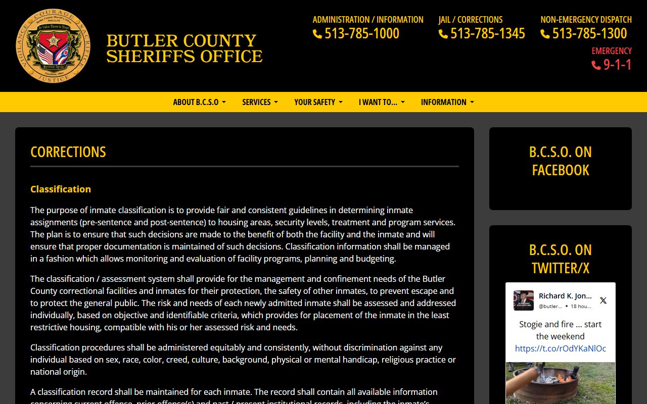 Butler County Jail Mugshots - Jail Services
