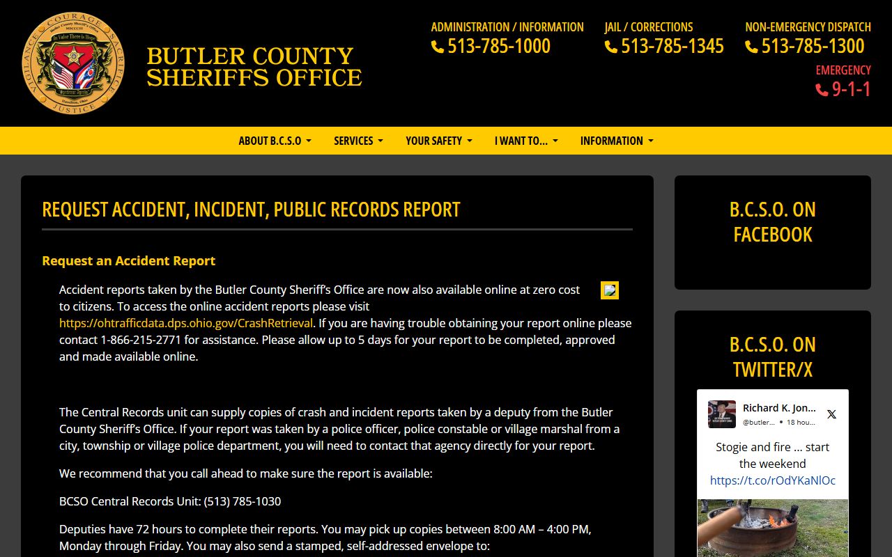 Butler County Jail Mugshots - Records Request