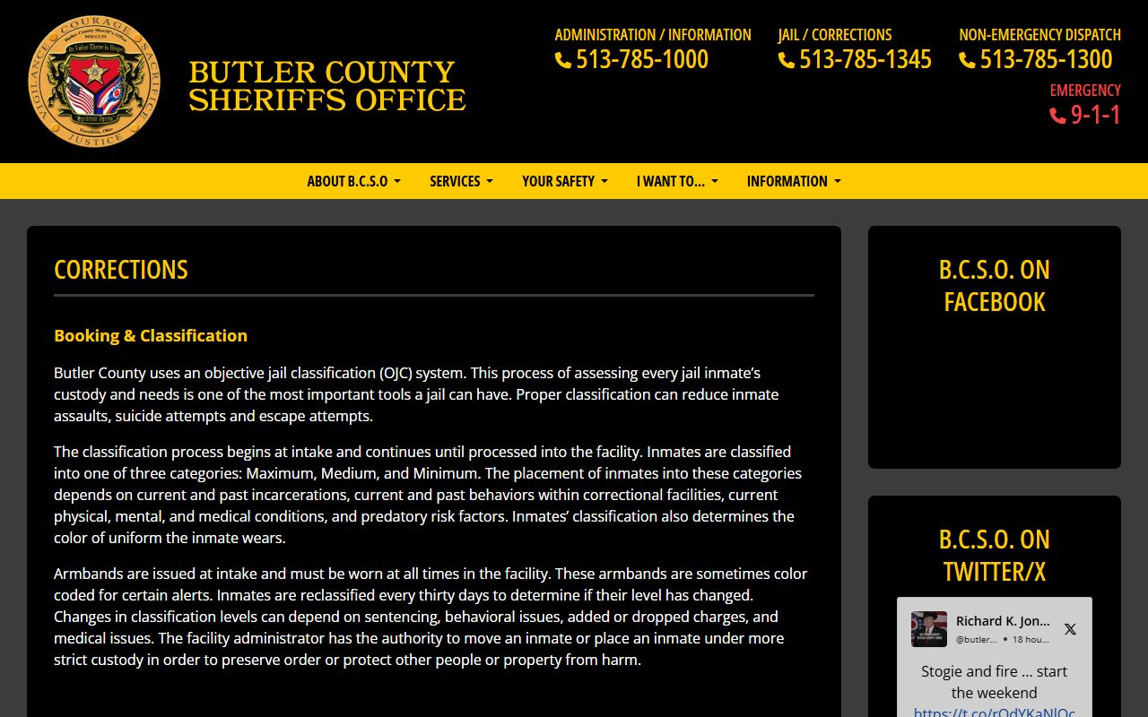 Butler County Jail Mugshots - Sheriff Jail Facilities