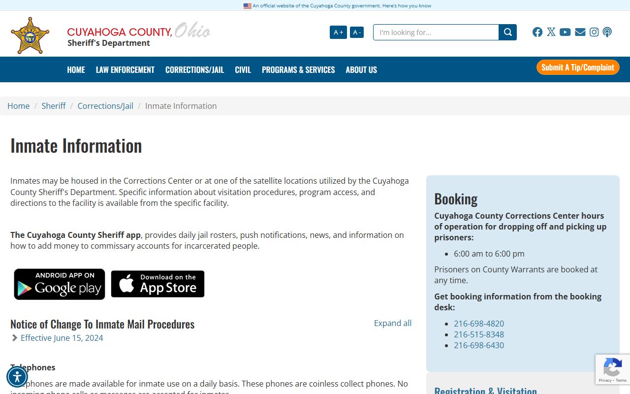 Cuyahoga County Jail Mugshots - Sheriff Inmate Information Portal