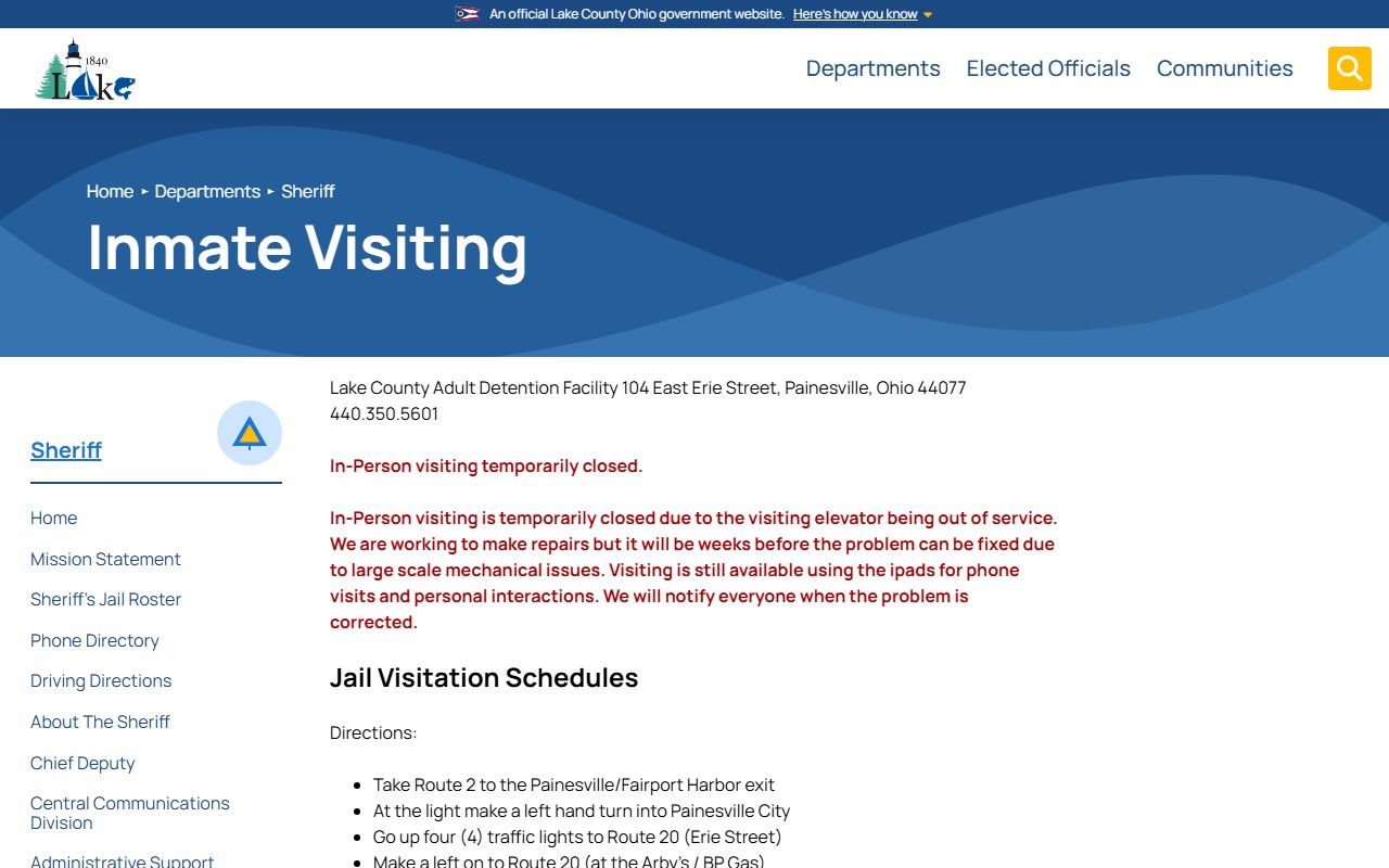 Lake County Jail Mugshots - Inmate Visiting Information