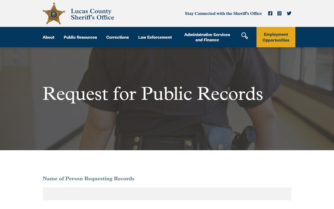 Lucas County Jail Mugshots - Sheriff Records Request Page