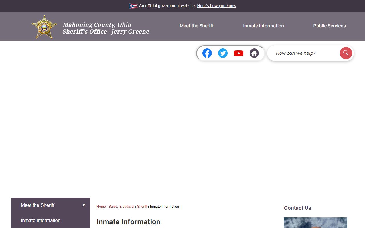 Mahoning County Jail Mugshots - Inmate Information and Visitation Page