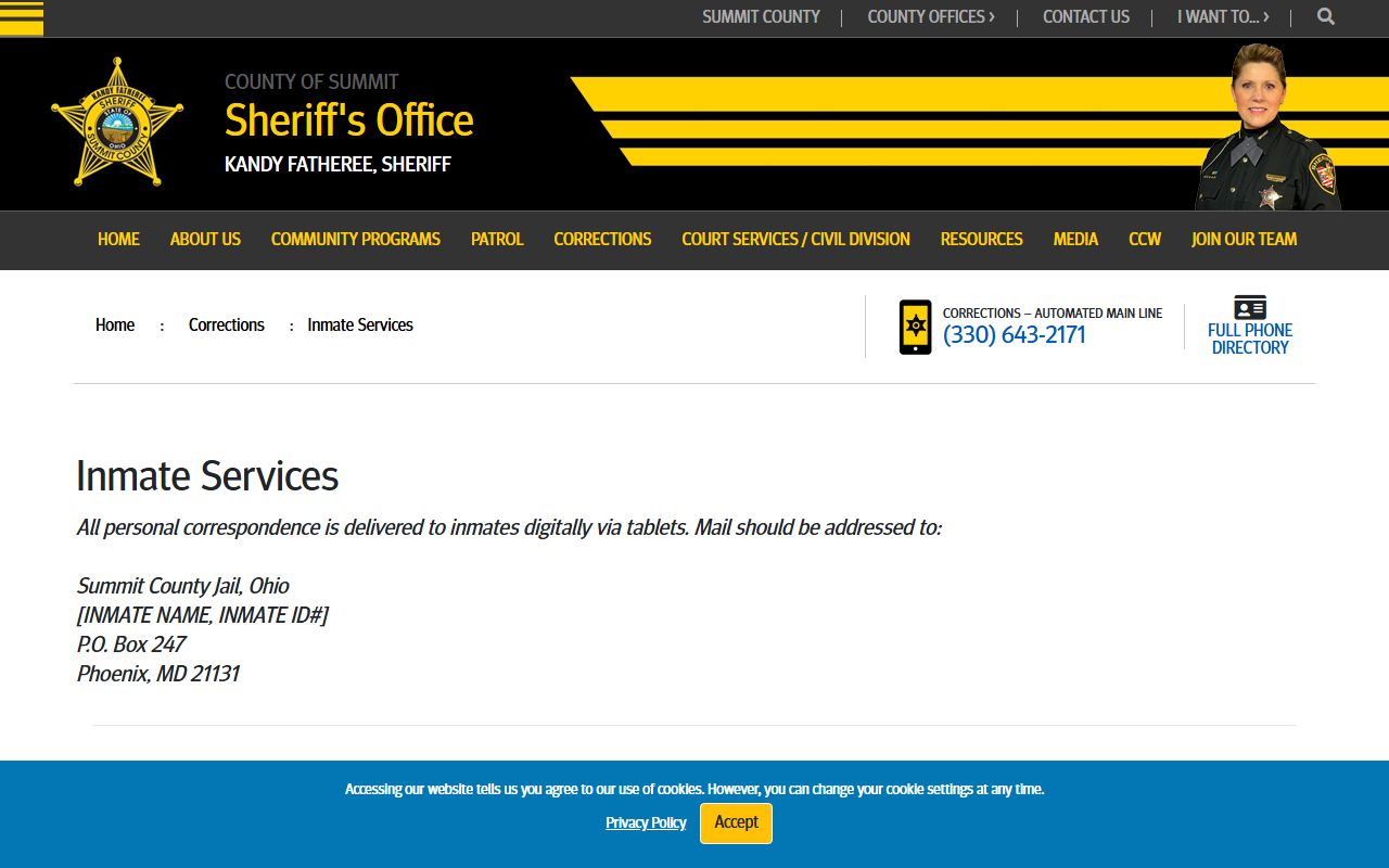 Summit County Jail Mugshots - Inmate Services and Visitation