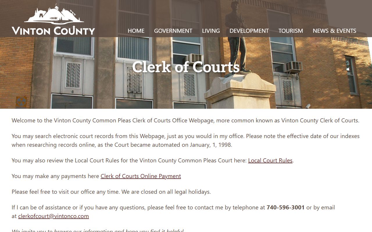 Vinton County Jail Mugshots - Clerk of Courts Records
